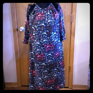 1 state floral cold shoulder sheer lined dress NWT